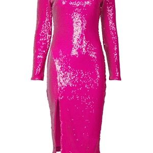 Dress the Population Pink Sequin Midi Dress